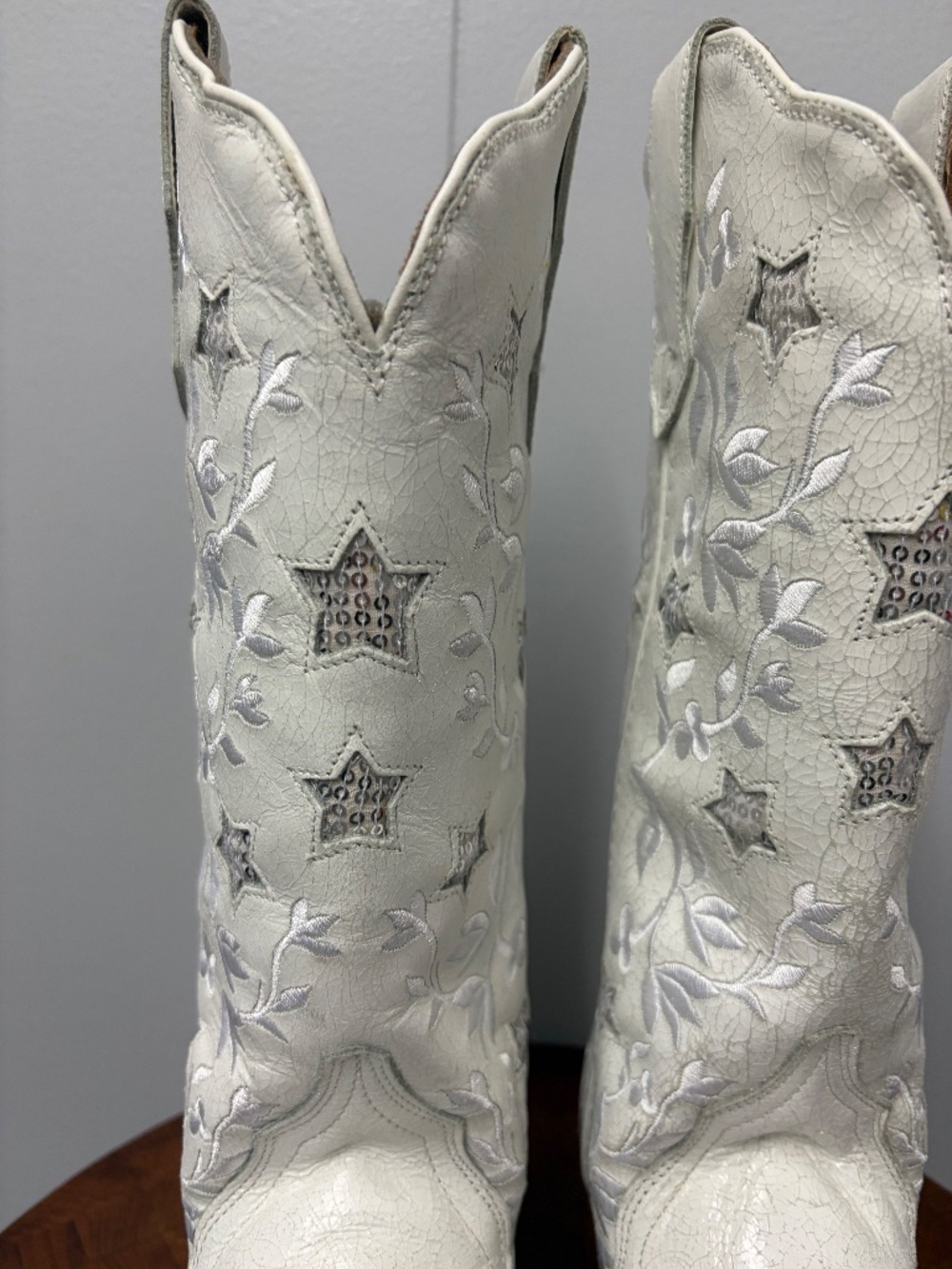 Laredo Women's Lucky Star White Western Boots Size 8.5 - Picture 2 of 9